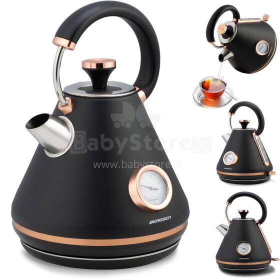Electric kettle with thermometer 1.7L Berdsen BD-701 black