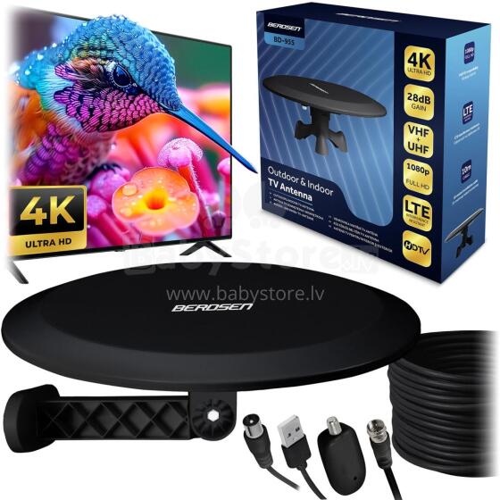 Iekštelpu Āra TV Antena Ultra HD 4K Berdsen BD-955 Melna