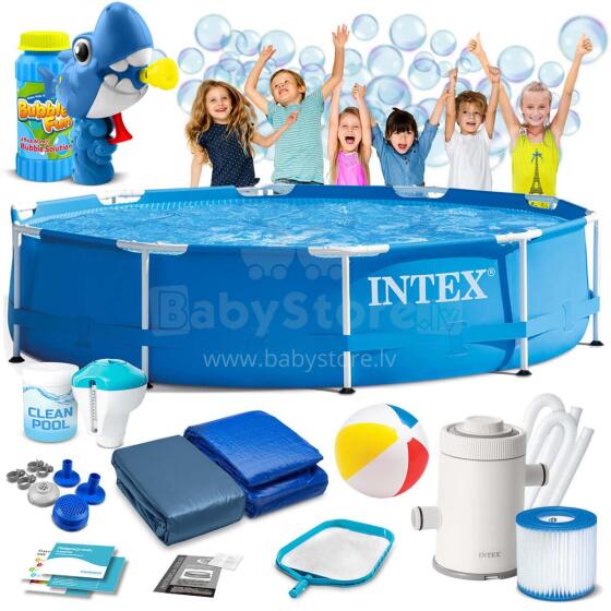 Intex 28202 15-in-1 Frame Pool 305 x 76 cm + Bubble Machine FREE