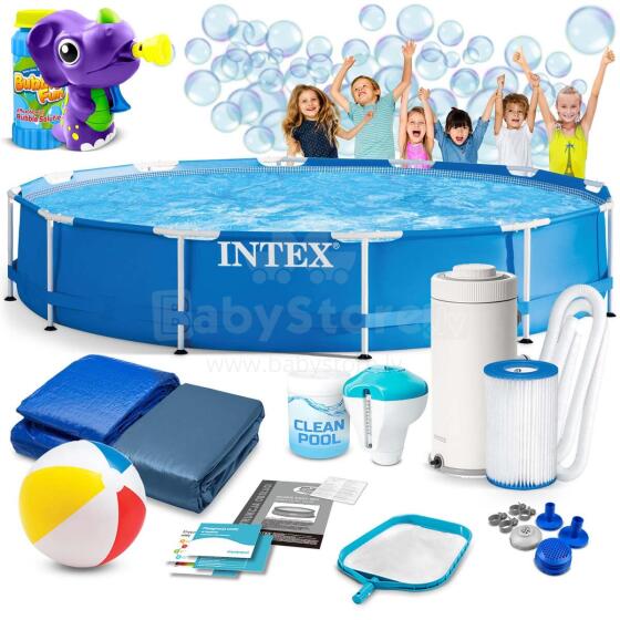 Intex 28212 366 x 76 cm 16-in-1 Frame Pool + Bubble Machine FREE