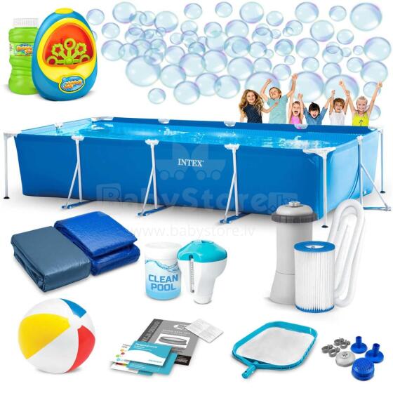 Intex 28273 450 x 220 x 84 cm Frame Pool 15 in 1 + Bubble Machine FREE