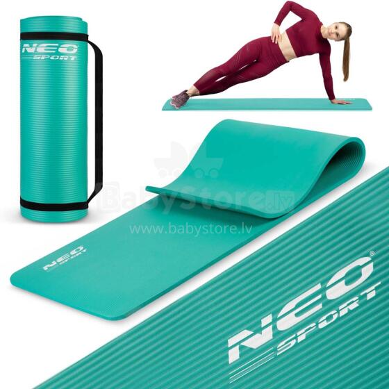 Thick exercise mat 183 x 60 cm Neo-Sport - 192301 turquoise