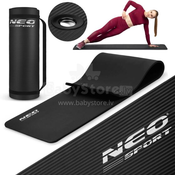 Exercise mat with holes thick 183 x 60 cm Neo-Sport - 192000 black