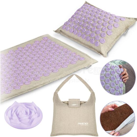 Acupressure mat with spikes Neo-Sport NS902 - gray-lavender