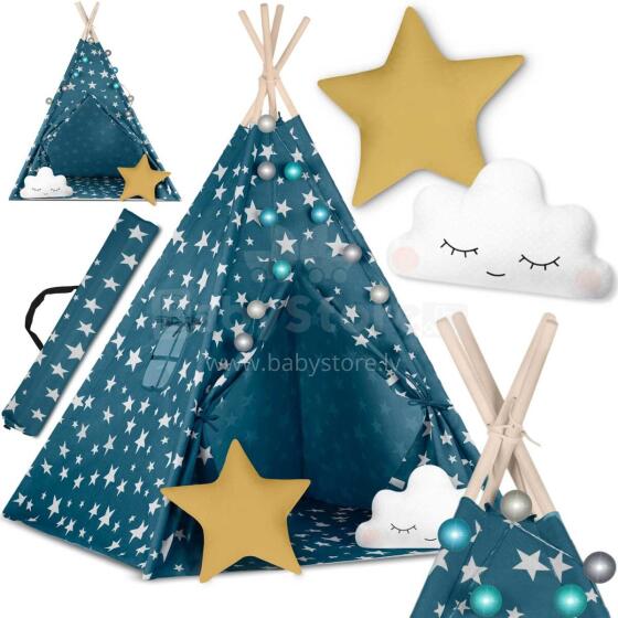 Nukido Tipi Tent for Kids with Lights - Blue