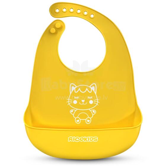 Silicone Feeding Bib Ricokids Yellow