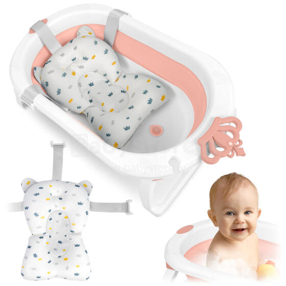 Foldable bathtub for children, infants with Ricokids RK-286 insert white-pink