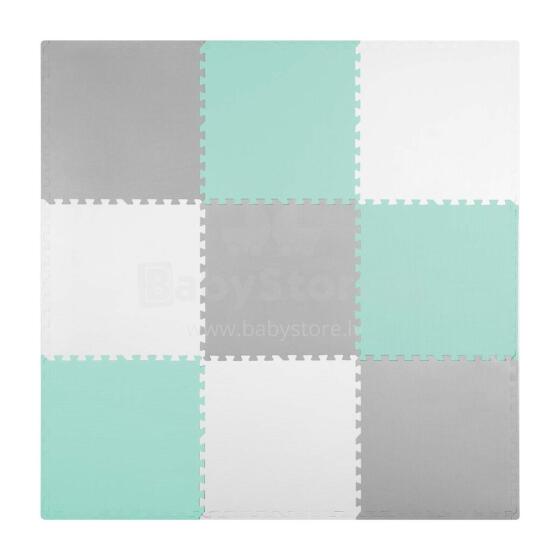 Large foam puzzle mat Ricokids 180x180cm 9 pieces gray-turquoise