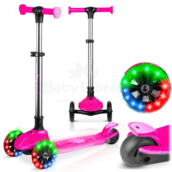 Three-Wheeled Balance Scooter for Kids Glowing in the Dark Ricokids Jelly - Pink