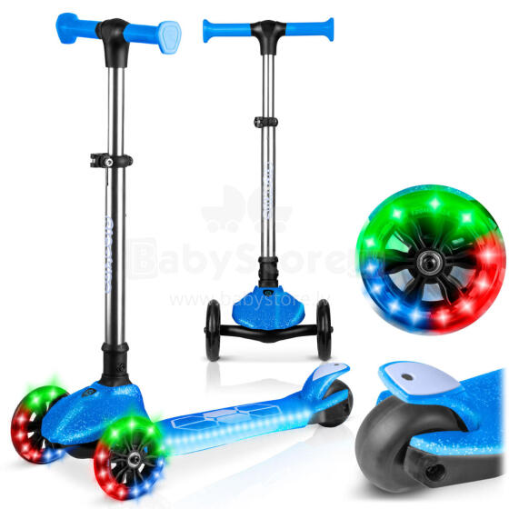 Three-Wheeled Balance Scooter for Kids Glowing in the Dark Ricokids Jelly - Blue