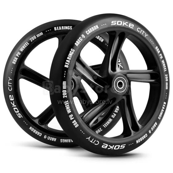 City scooter wheels 200 mm black 2 pcs
