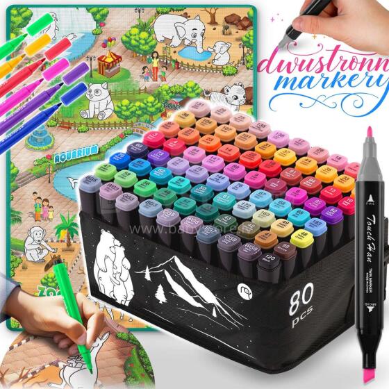 Коврик для рисования 90 x 120 см + 80 алкогольных маркеров Ricokids