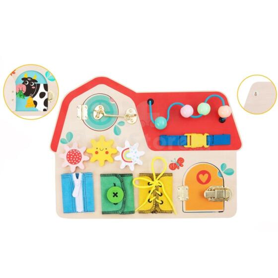 TOOKY TOY Wooden Montessori Manipulative Board Locks Gears Loops
