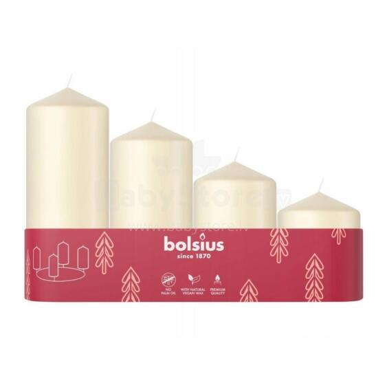Candle cylinder 4 pcs. &Oslash;120, 100, 80, 60x48mm cream color