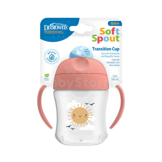 Dr. Brown TC61003 Soft Spout Cup 180ml Pink 6m+