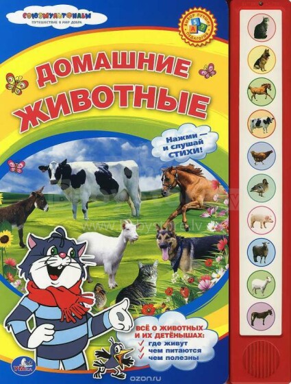 Bērnu grāmata Домашние животные