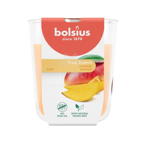 Svece arom. stikla gl. True Scents &Oslash;80x73mm mango 
