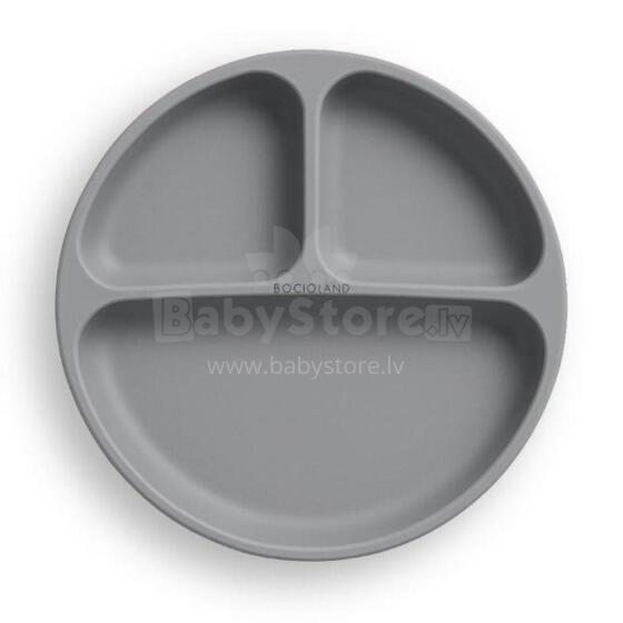 5903 3-PART PLATE WITH SUCTION CUPS DARK GREY BL590