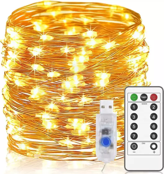 Home Company USB Fairy Light String Art.273036 USB Powered Fairy String Light in Warm White 30 Meters 300 LED