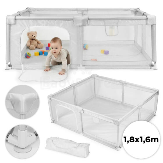 Bērnu spēļu laukums 180x160 cm Sauso bumbu bedre Spēļu zona Pelēka ar pārvadāšanas somu ECOTOYS
