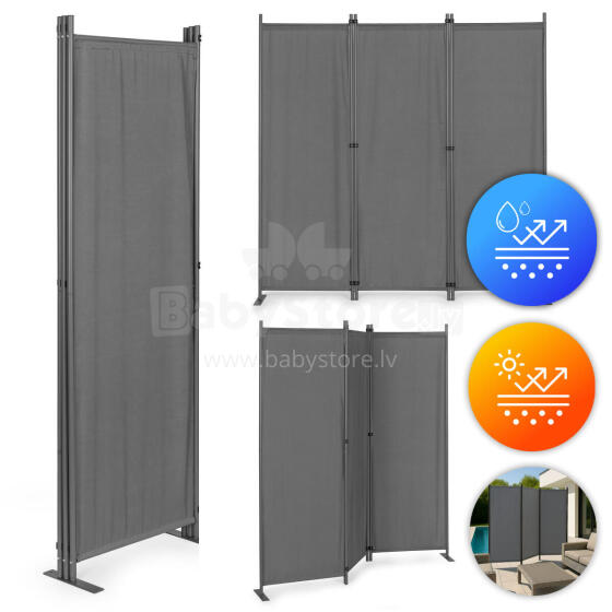 Folding 3-Panel Garden and Room Divider 167x164 cm Grey MultiGarden