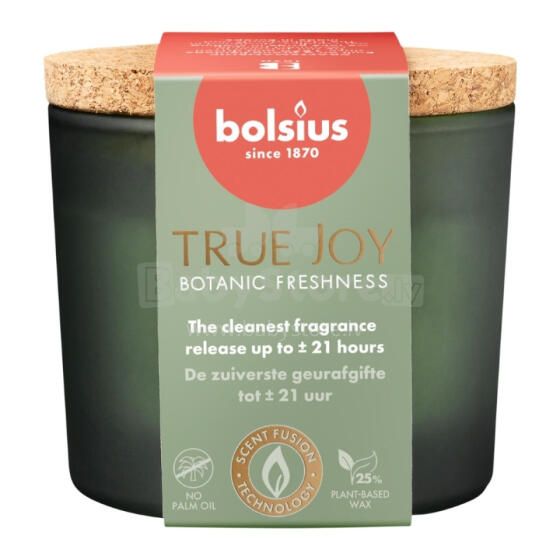 Svece arom. stikla gl. ar korķi True Joy &Oslash;66x83mm botanic freshness 