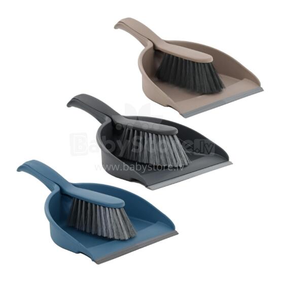 Dustpan with rubber edge and brush COMPACT