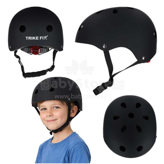 Ikonka Trike Fix Art.KX2814_4 Black Children's Bicycle Helmet, Adjustable, LED, M, 55-58cm
