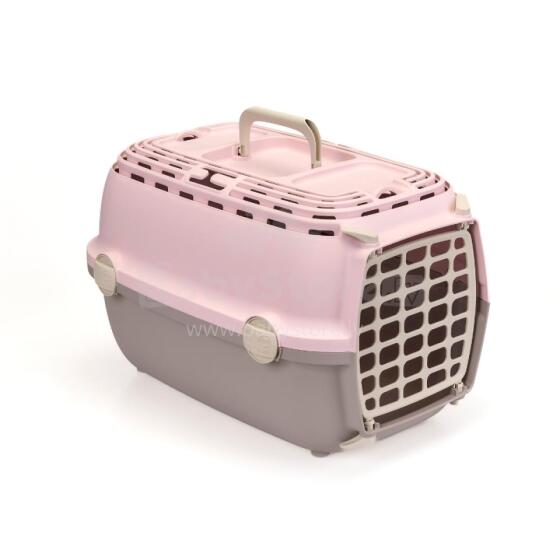Transport cage Horizon 1 with plastic door 48x32x30cm pink/gray