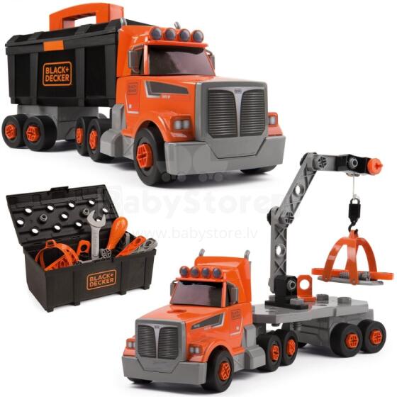 SMOBY Truck 3in1 Black+Decker Tools Crane 60 Actions