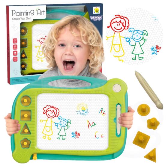WOOPIE Magnetic Drawing Board Colorful + 4 Stamps