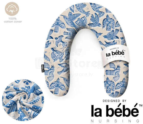 La Bebe™ Rich Maternity Pillow Art.90612661 Nordic Birds. Nursing Pillow 30x104 cm