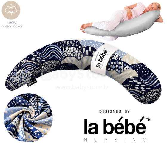 La Bebe™ Moon Cotton Maternity Pillow Art.00608159 Nordic Hills. Large pregnancy pillow with Memory Foam filling (especially soft and quiet filling)