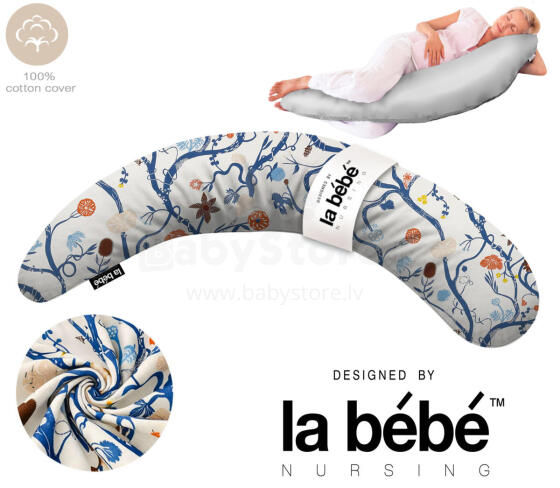 La Bebe™ Moon Cotton Maternity Pillow Art.50608147 Nordic Branches. Large pregnancy pillow with Memory Foam filling (especially soft and quiet filling)