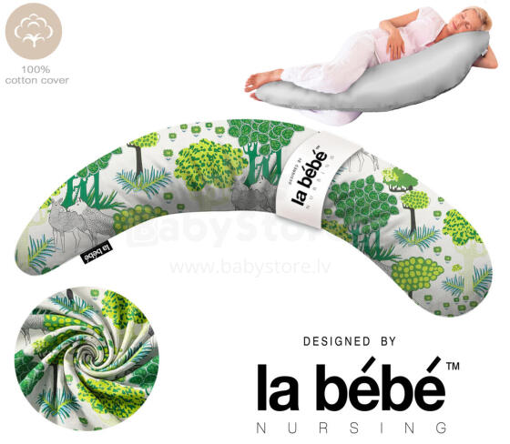 La Bebe™ Moon Cotton Maternity Pillow Art. 20608166 Nordic Forest. Liels spilvens grūtniecēm ar memory putām (īpaši mīksts un kluss pildījums, kas pielagojas ķermenim)