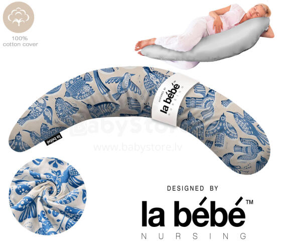 La Bebe™ Moon Cotton Maternity Pillow Art.90612661 Nordic Birds. Large pregnancy pillow with Memory Foam filling (especially soft and quiet filling)