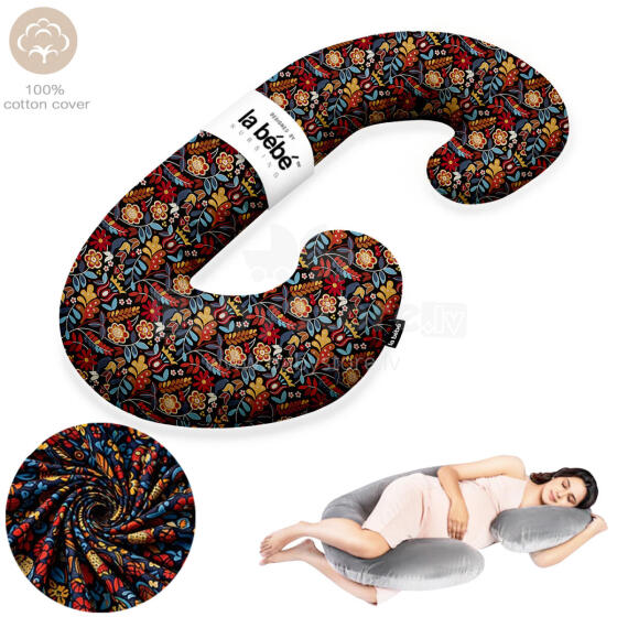 La Bebe™ Maternity Pillow Cotton Sì -Duo Art.40579838 Nordic Florals. Daudzfunkcionāls spilvens/pakavs grūtniecēm, ar memory foam