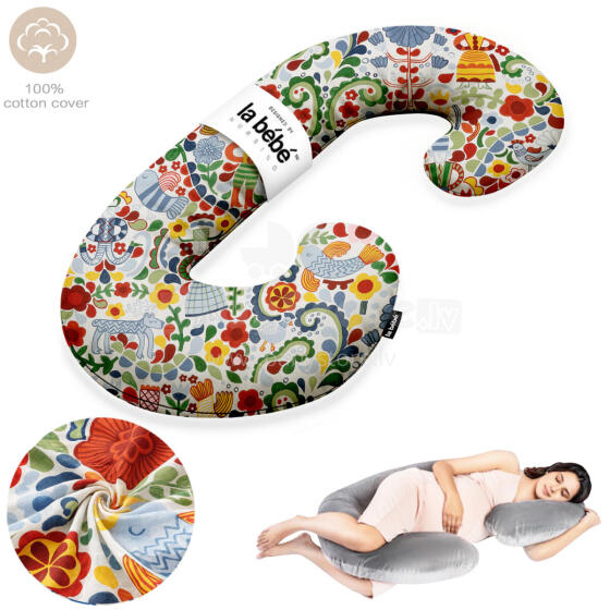 La Bebe™ Maternity Pillow Cotton Sì -Duo Art.60608156 Nordic Bloom. Daudzfunkcionāls spilvens/pakavs grūtniecēm, ar memory foam