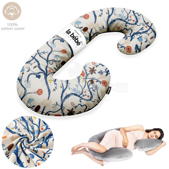 La Bebe™ Maternity Pillow Cotton Sì -Duo Art.50608147 Nordic Branches. Daudzfunkcionāls spilvens/pakavs grūtniecēm, ar memory foam