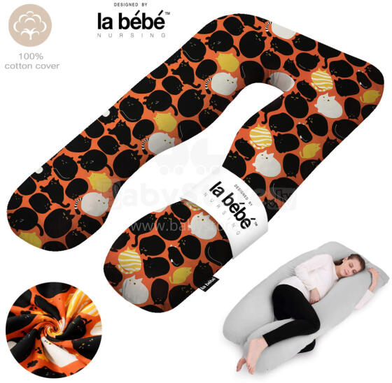 La Bebe™ Cushy Maternity Pillow Art. 30579834 Nordic Cats. Multifunctional Pregnancy Pillow (U-Shaped), Polyester Fiber Filling, 155×80 cm