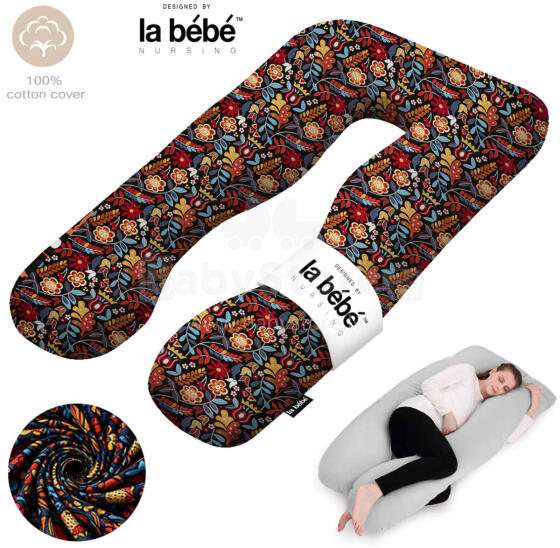 La Bebe™ Cushy Maternity Pillow Art. 40579838 Nordic Florals. Multifunctional Pregnancy Pillow (U-Shaped), Polyester Fiber Filling, 155×80 cm