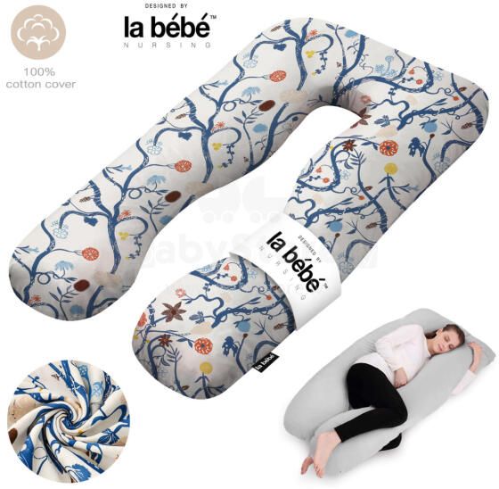 La Bebe™ Cushy Maternity Pillow Art. 50608147 Nordic Branches. Daudzfunkcionāls spilvens grūtniecēm (U Shaped), sintepona pildīšana, 155x80cm