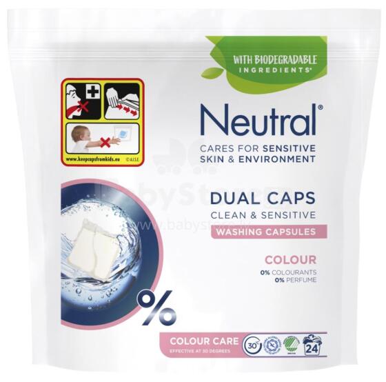 NEUTRAL laundry detergent capsules for colored laundry DUO COLOUR, 24 pieces I Art.:285059