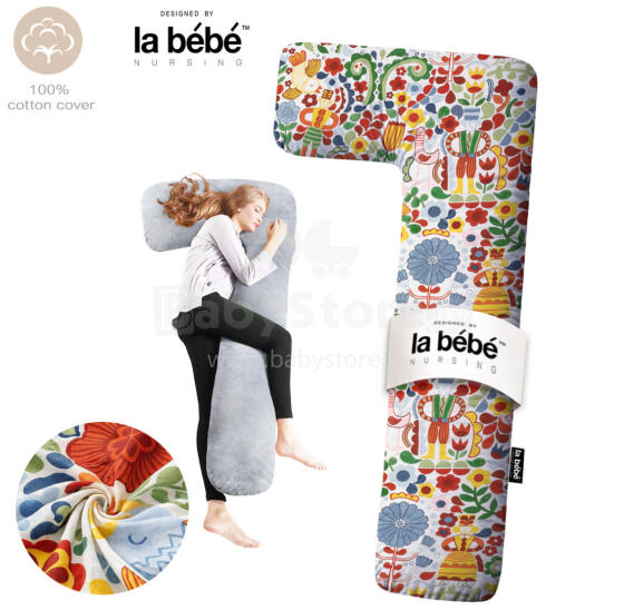 La Bebe™ Flopsy Pillow Art.60608156 Nordic Bloom. Cotton Nursing Maternity, 180 см