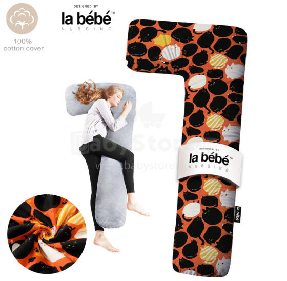 La Bebe™ Flopsy Pillow Art.30579834 Nordic Cats. Cotton Nursing Maternity Memory foam, 180 см