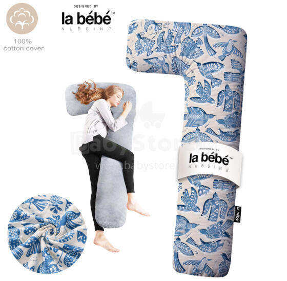 La Bebe™ Flopsy Pillow Art.90612661 Nordic Birds. Cotton Nursing Maternity Memory foam, 180 см