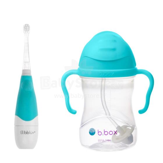 B.BOX 62375 Sonic Toothbrush Set for Kids + 240 ml Straw Bottle Azure