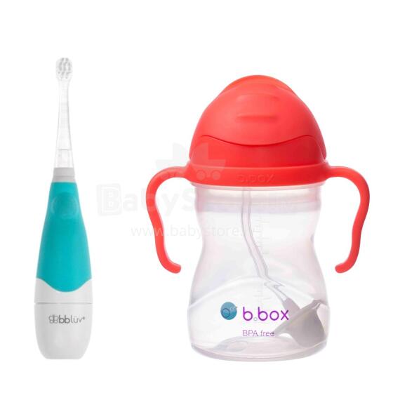 B.BOX 62382 Sonic Toothbrush Set for Kids + 240 ml Water Bottle with Straw Watermelon