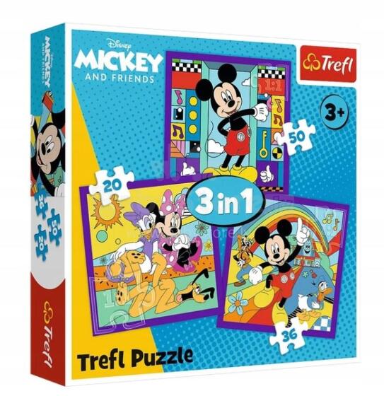 TREFL 34894 Puzzle 3in1 Mickey and His Happy Crew