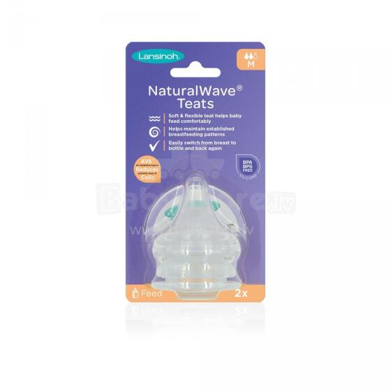 Lansinoh NaturalWave® Medium Flow Teats GB Art.75910 Natural Wave Pacifier, 2 pcs.,